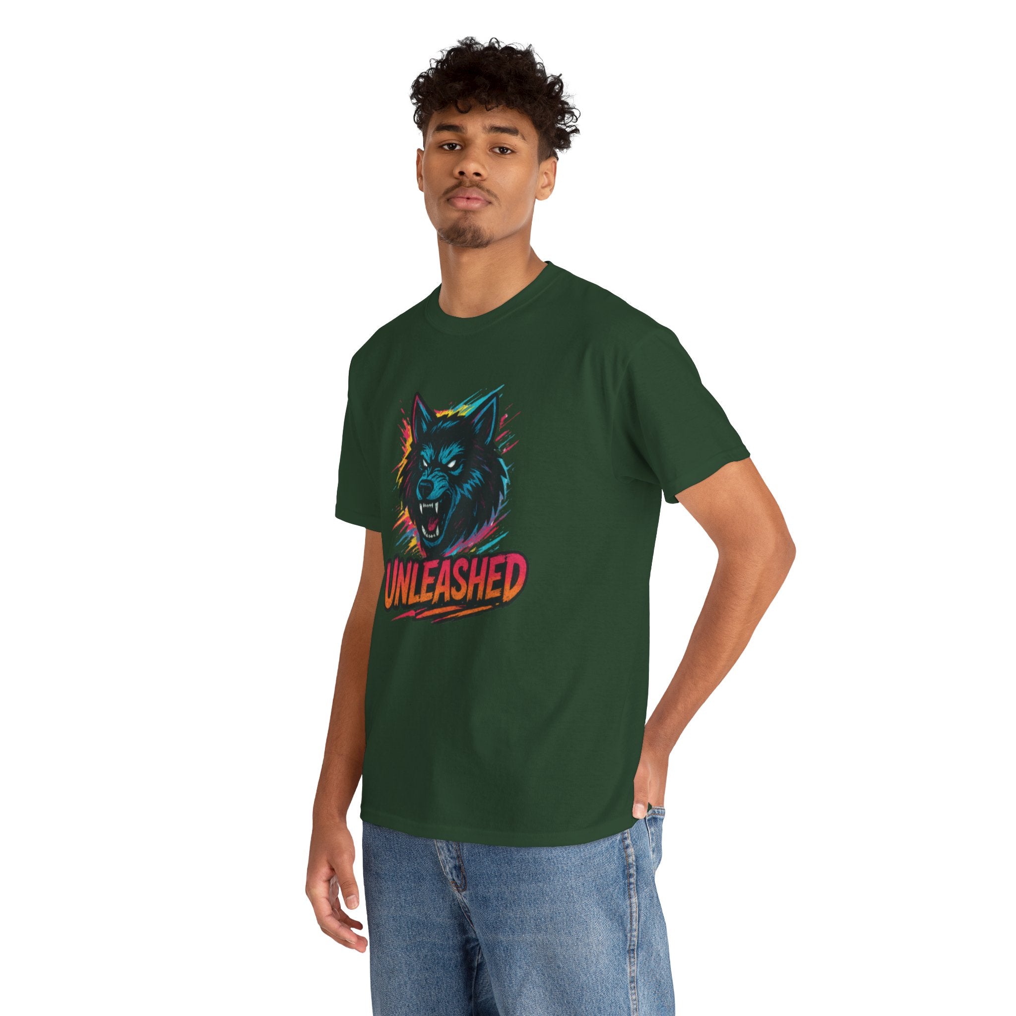 Unleashed Graphic Tee, Cool Wolf Shirt, Fun Casual Wear