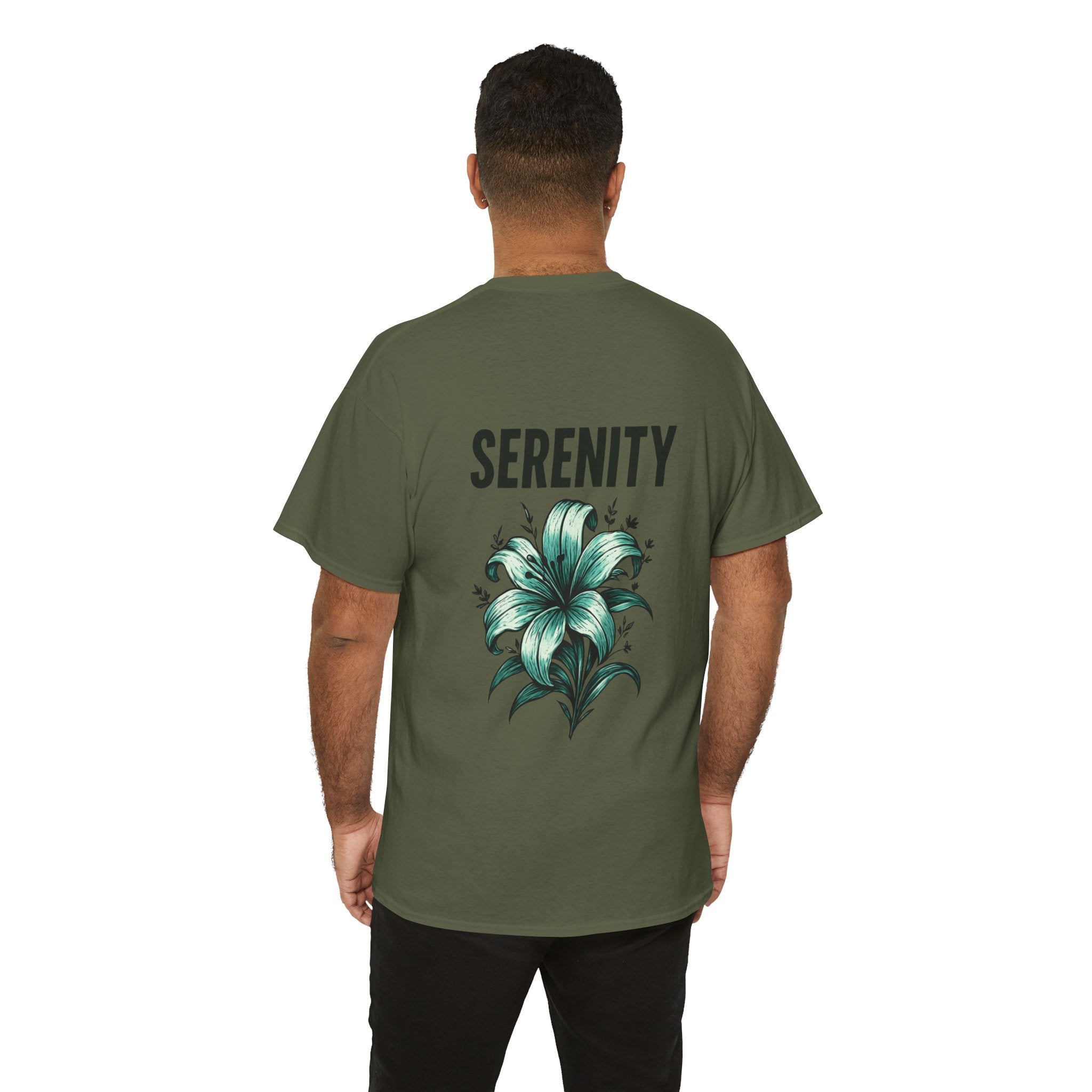 Serenity Floral Unisex Heavy Cotton Tee | Relaxed Fit T-Shirt, Peaceful Apparel