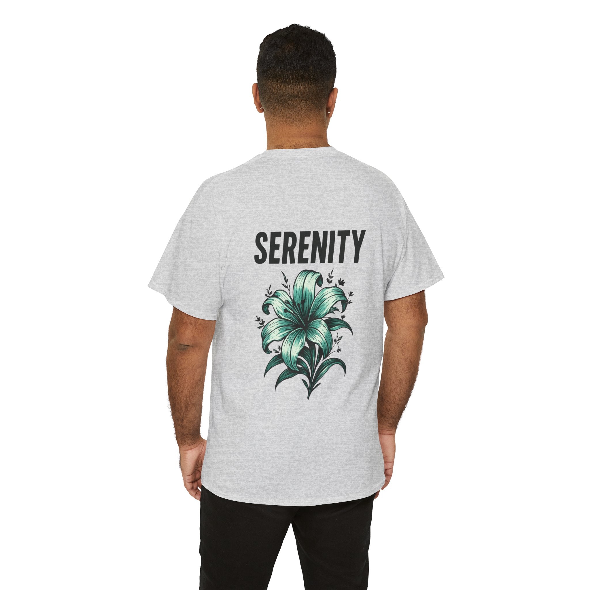 Serenity Floral Unisex Heavy Cotton Tee | Relaxed Fit T-Shirt, Peaceful Apparel