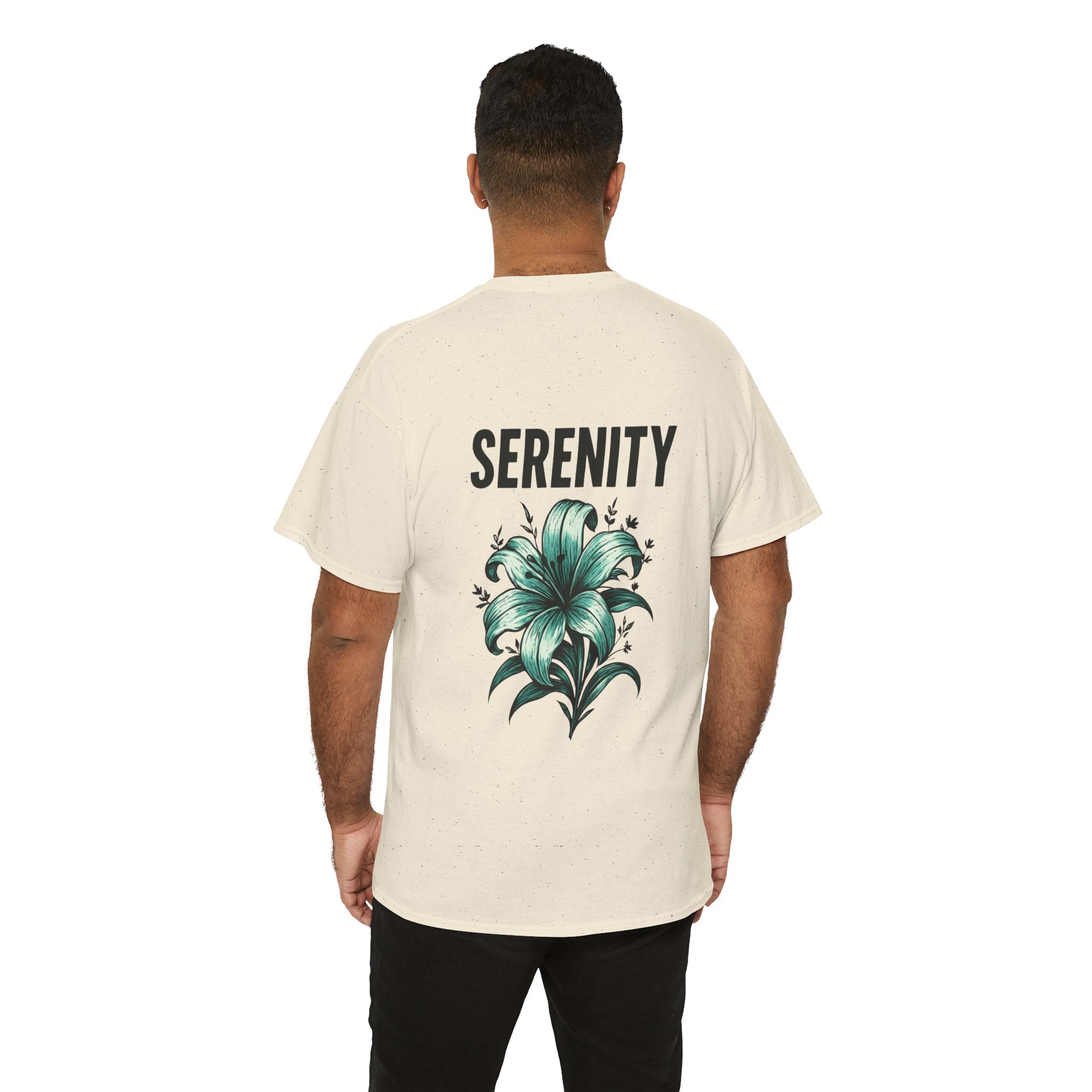 Serenity Floral Unisex Heavy Cotton Tee | Relaxed Fit T-Shirt, Peaceful Apparel