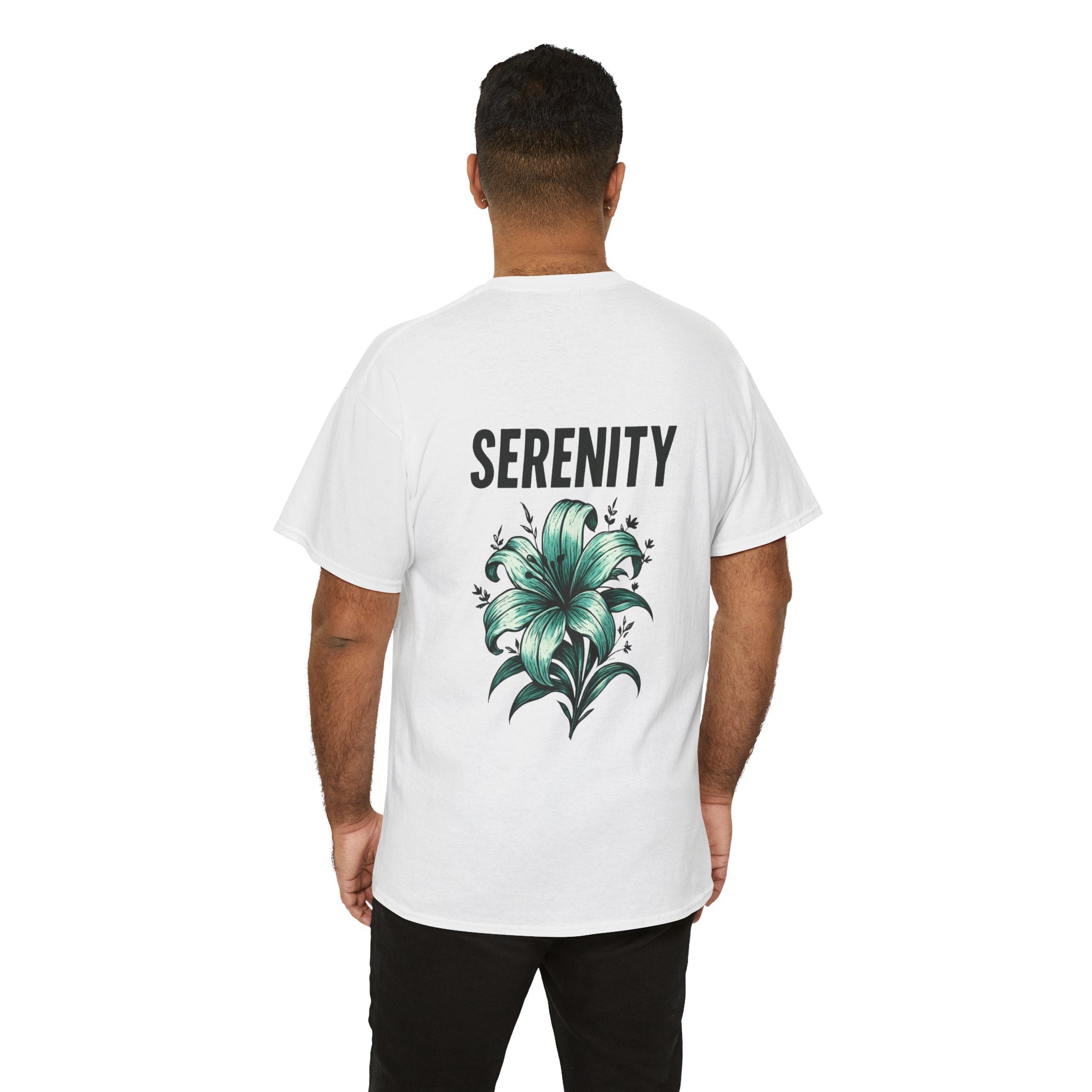Serenity Floral Unisex Heavy Cotton Tee | Relaxed Fit T-Shirt, Peaceful Apparel