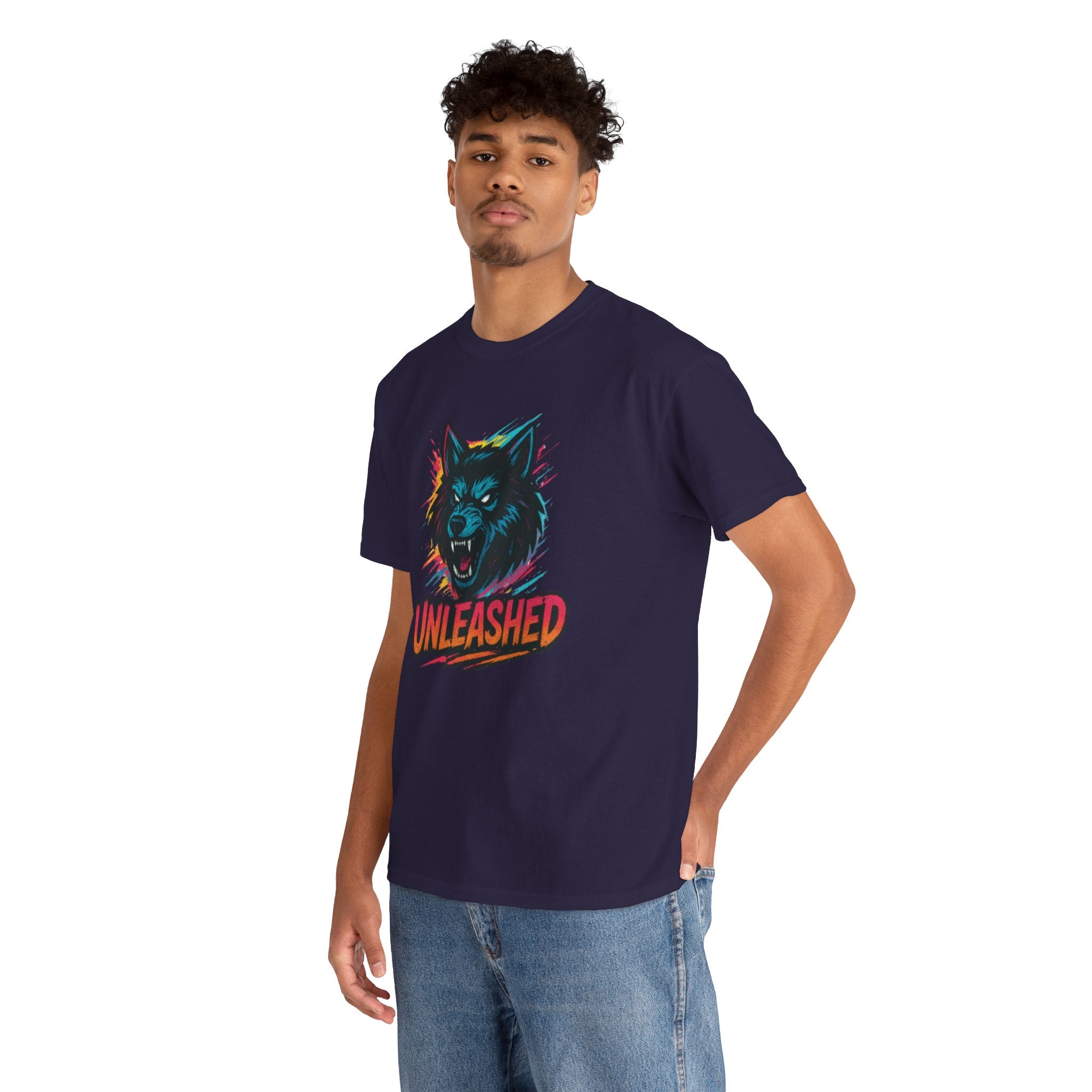 Unleashed Graphic Tee, Cool Wolf Shirt, Fun Casual Wear