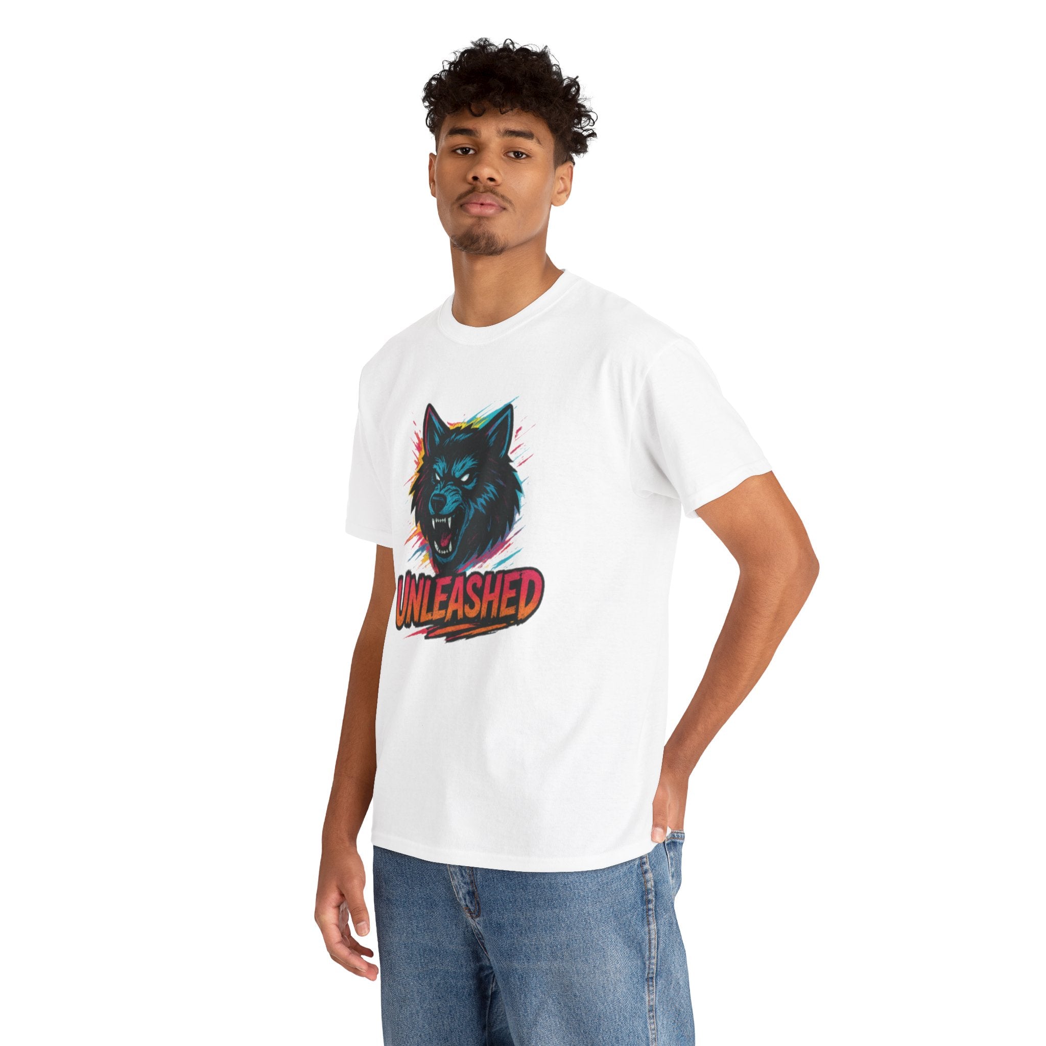 Unleashed Graphic Tee, Cool Wolf Shirt, Fun Casual Wear