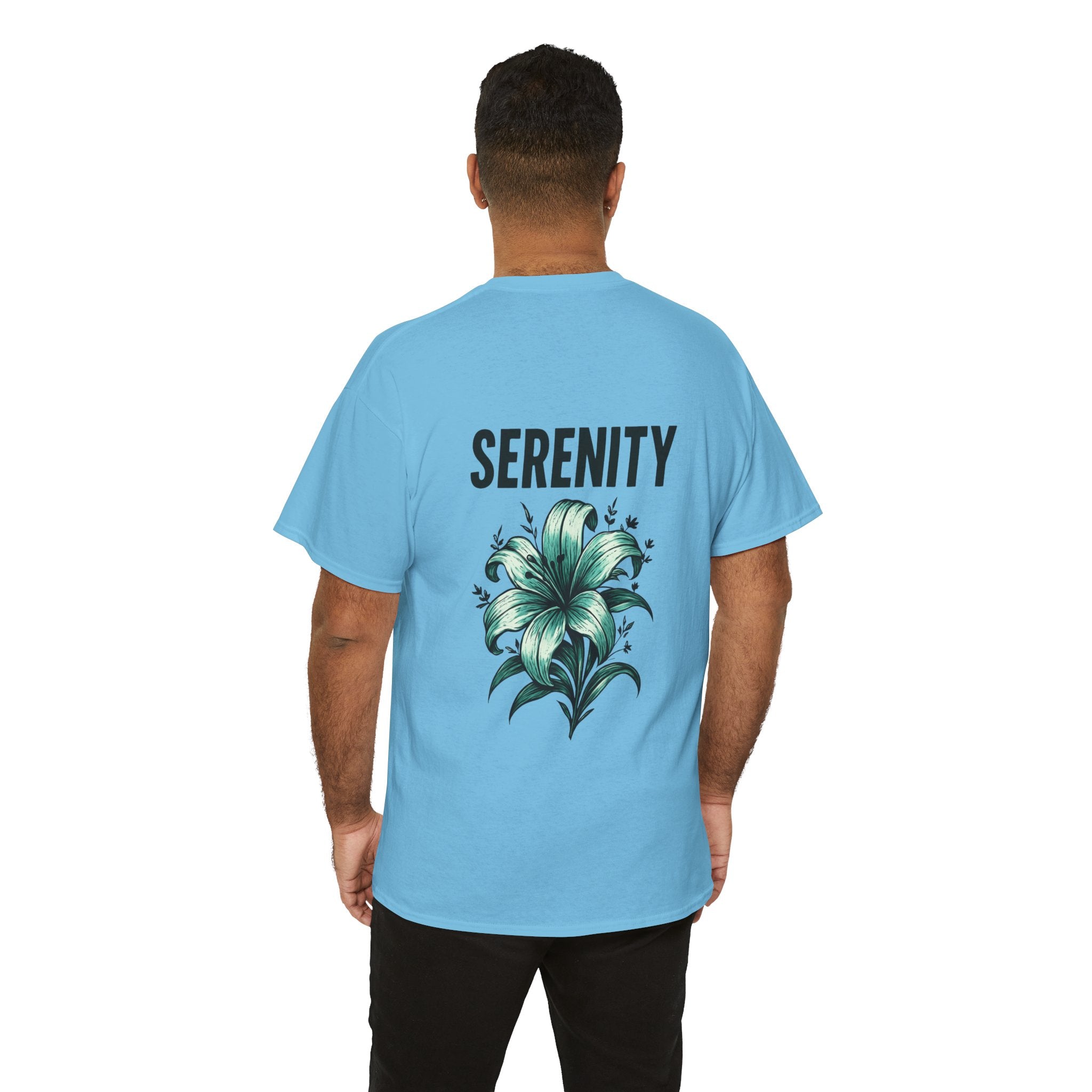 Serenity Floral Unisex Heavy Cotton Tee | Relaxed Fit T-Shirt, Peaceful Apparel