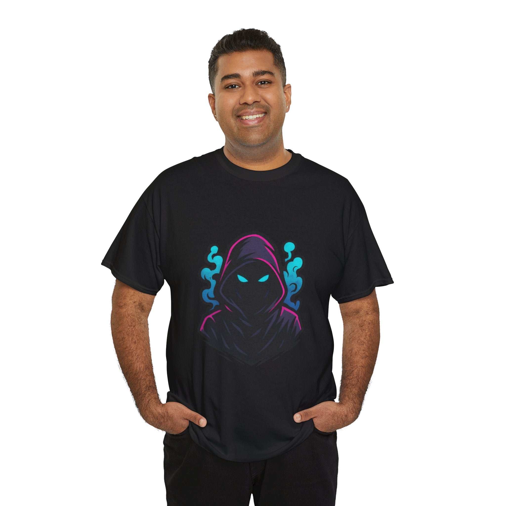 Mysterious Hoodie Graphic Tee, Unisex Cotton T-Shirt, Casual Streetwear