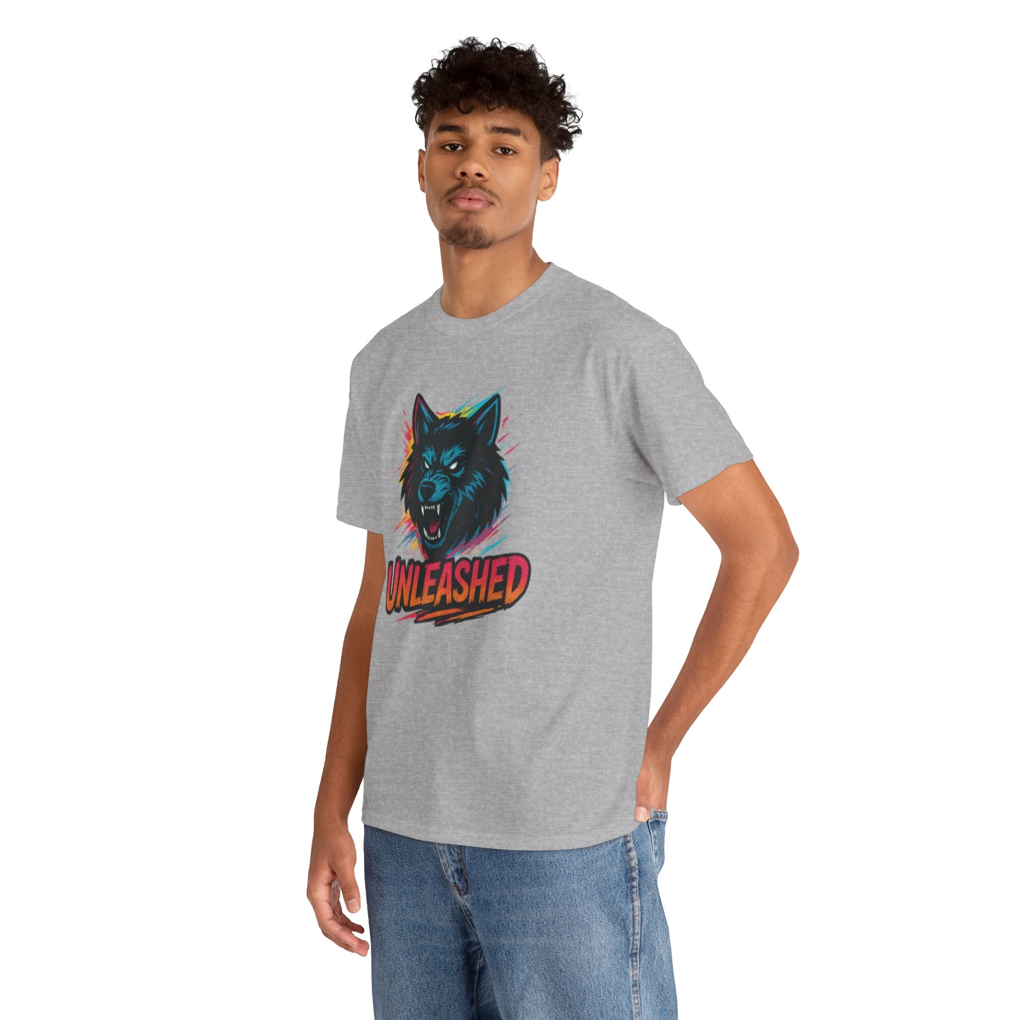 Unleashed Graphic Tee, Cool Wolf Shirt, Fun Casual Wear