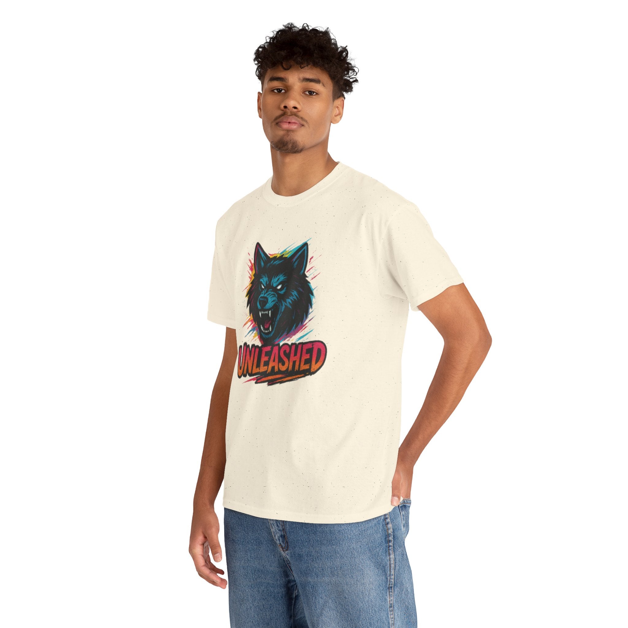 Unleashed Graphic Tee, Cool Wolf Shirt, Fun Casual Wear