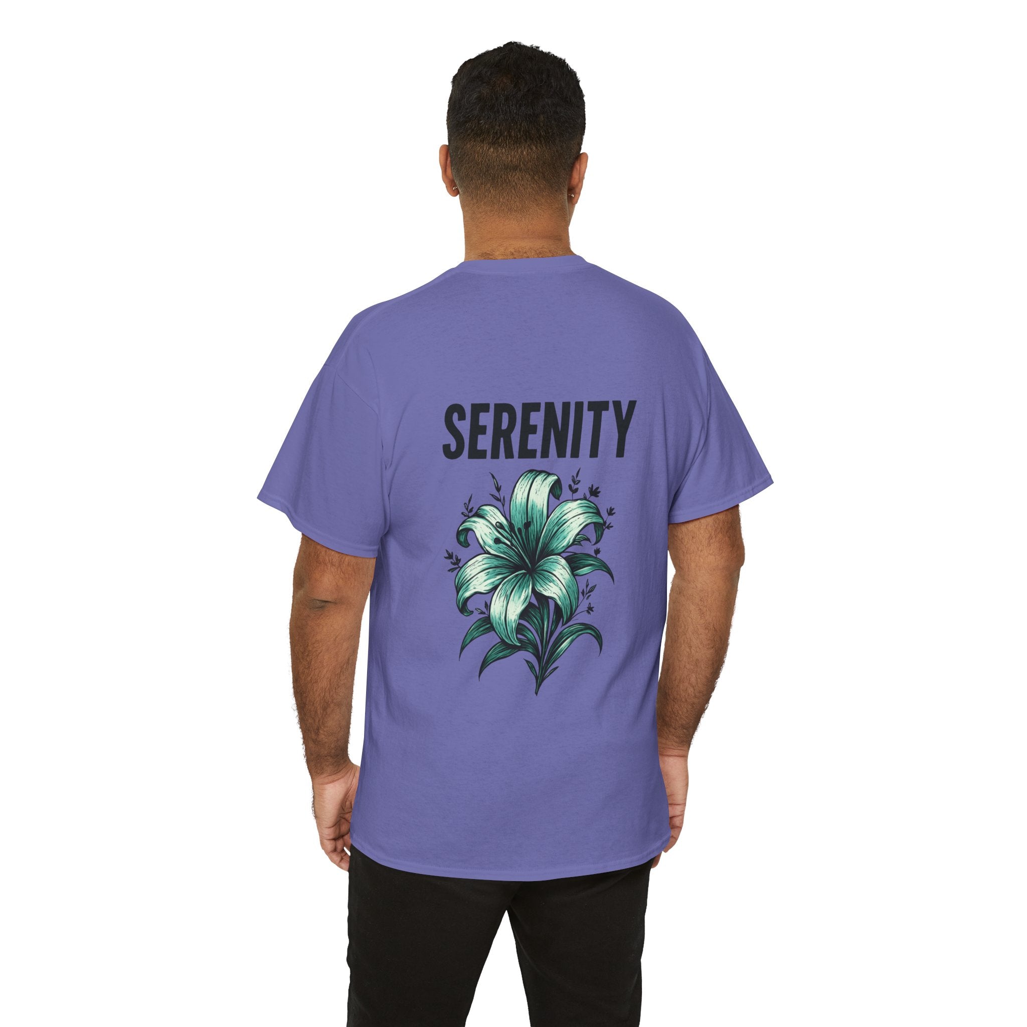 Serenity Floral Unisex Heavy Cotton Tee | Relaxed Fit T-Shirt, Peaceful Apparel