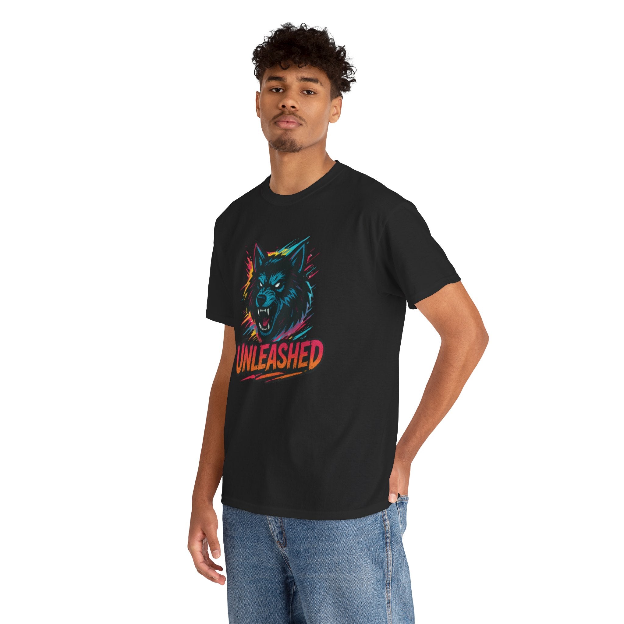Unleashed Graphic Tee, Cool Wolf Shirt, Fun Casual Wear